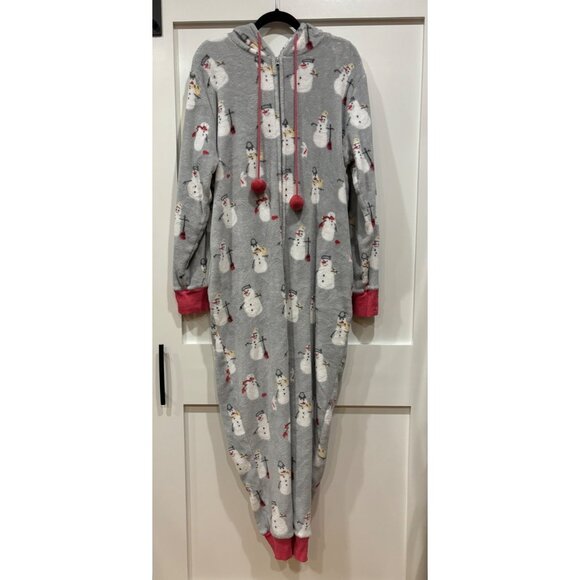 Munki Munki Snowman Adult One Piece Pajamas - Size XL - Picture 1 of 11